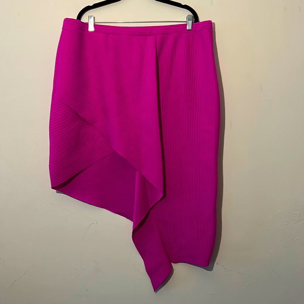 ASOS Curve Asymmetrical Midi Skirt in Bright Magenta